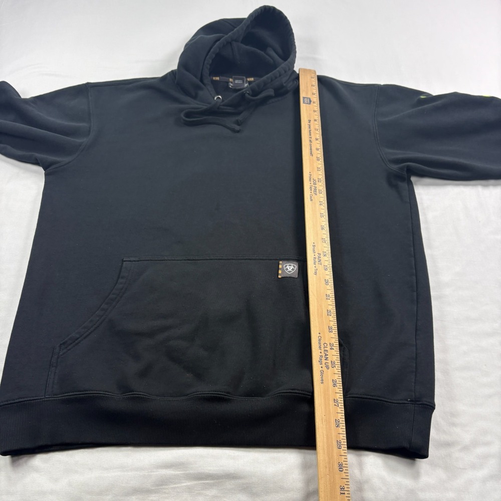 Ariat Rebar Hoodie Mens LT Large Tall Black Spell Out Pullover Workwear Casual - Picture 6 of 10